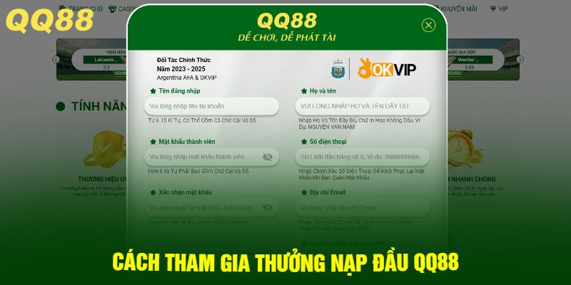 Cách Tham Gia Thưởng nạp đầu QQ88